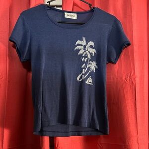 Tropical Escape Blue Palm Tree Short Sleeve Tee
